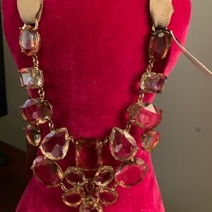 Talbots Elegant Gold and Tan Gems Necklace